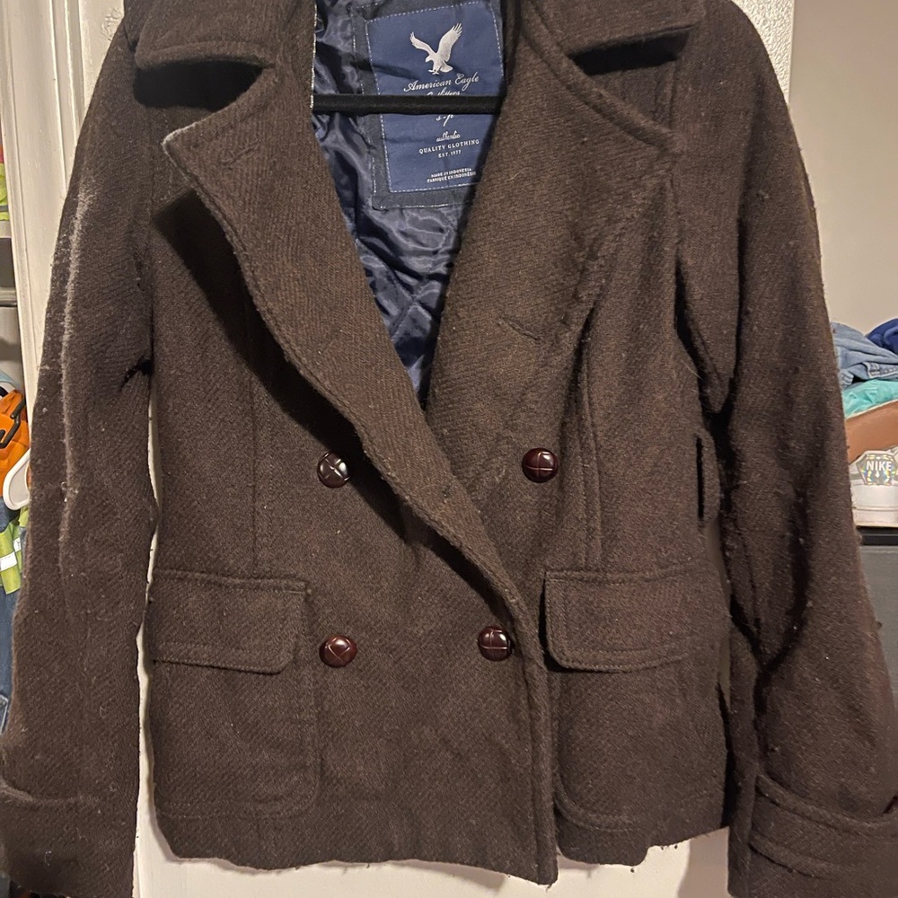 American Eagle Women's Dark Brown Peacoat